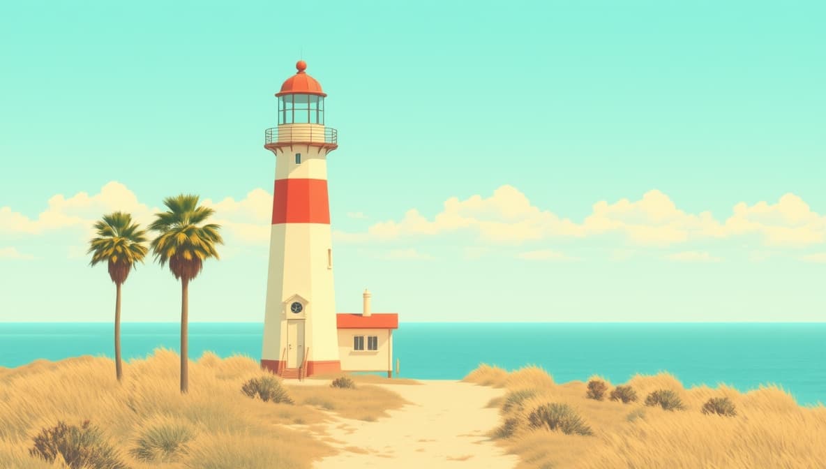 Coastal lighthouse illustration